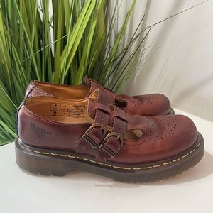 Dr. Martens 1B62 Leather Mary Jane Shoes Size 7 Brown